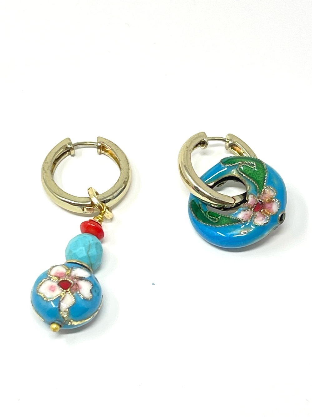 New Anthropologie Asymmetrical Cloisonné Drop Earrings